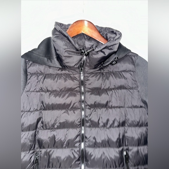 Zara Lightweight Detachable Hood Combination Puffer Jacket S Black - Picture 2 of 6